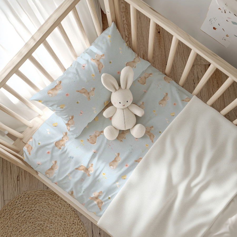 Σετ Σεντόνια Βρεφικά Κούνιας (120x160) Βαμβακερά Borea Blush Σιέλ