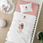Σετ Σεντόνια Βρεφικά Κούνιας (120x160) Βαμβακερά Borea Goodnight Λευκό-Ροζέ