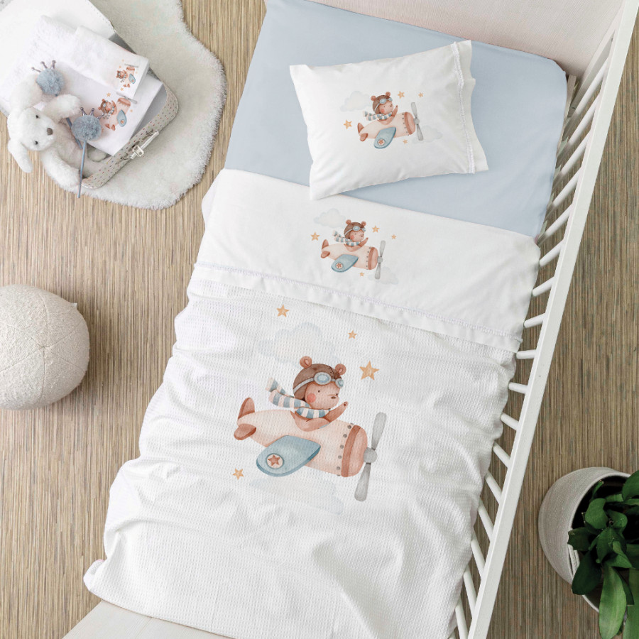 Σετ Σεντόνια Βρεφικά Κούνιας (120x160) Βαμβακερά Borea Pilot