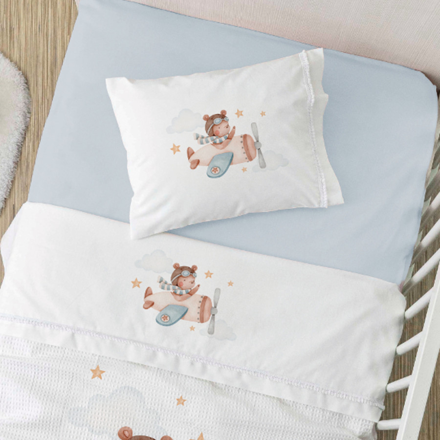 Σετ Σεντόνια Βρεφικά Κούνιας (120x160) Βαμβακερά Borea Pilot