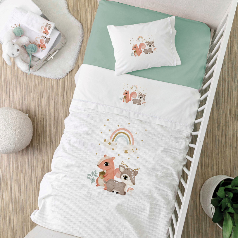 Σετ Σεντόνια Βρεφικά Κούνιας (120x160) Βαμβακερά Borea Woodland