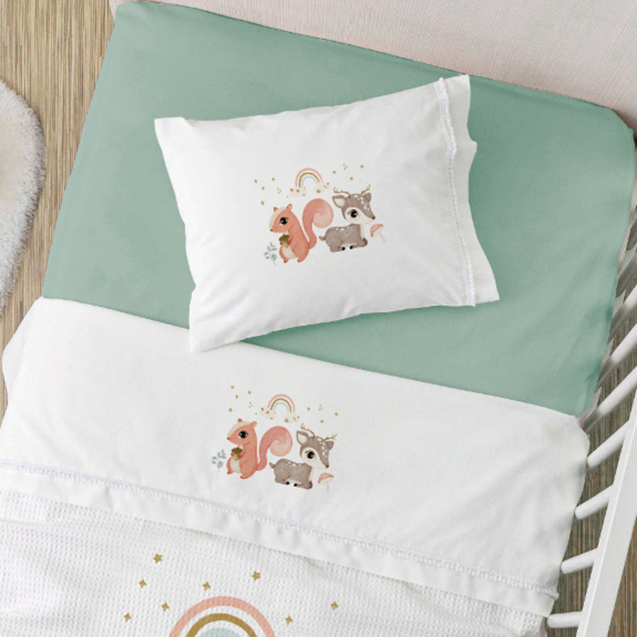 Σετ Σεντόνια Βρεφικά Κούνιας (120x160) Βαμβακερά Borea Woodland