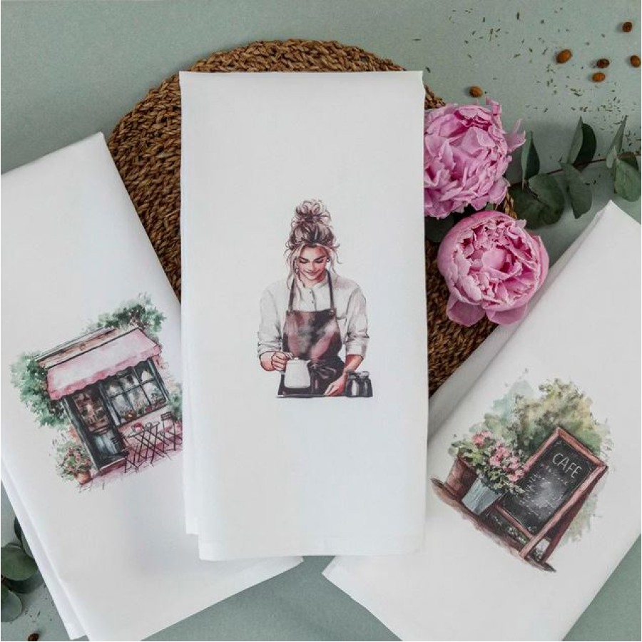 Σετ 3 τεμ Ποτηρόπανο Κουζίνας (50x70) Polycotton Borea Bistro Λευκό