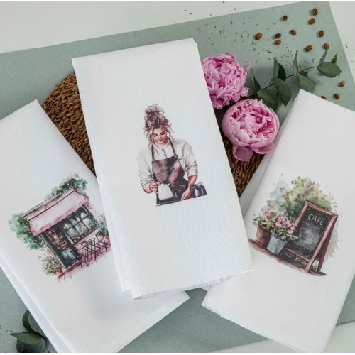 Σετ 3 τεμ Ποτηρόπανο Κουζίνας (50x70) Polycotton Borea Bistro Λευκό