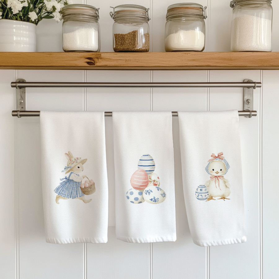 Σετ Ποτηρόπανα Κουζίνας 3 τεμαχίων (50x70) Polycotton Borea Bunny Bloom