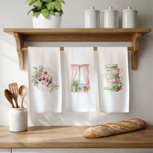 Σετ Ποτηρόπανα Κουζίνας 3 τεμαχίων (50x70) Polycotton Borea Cherries