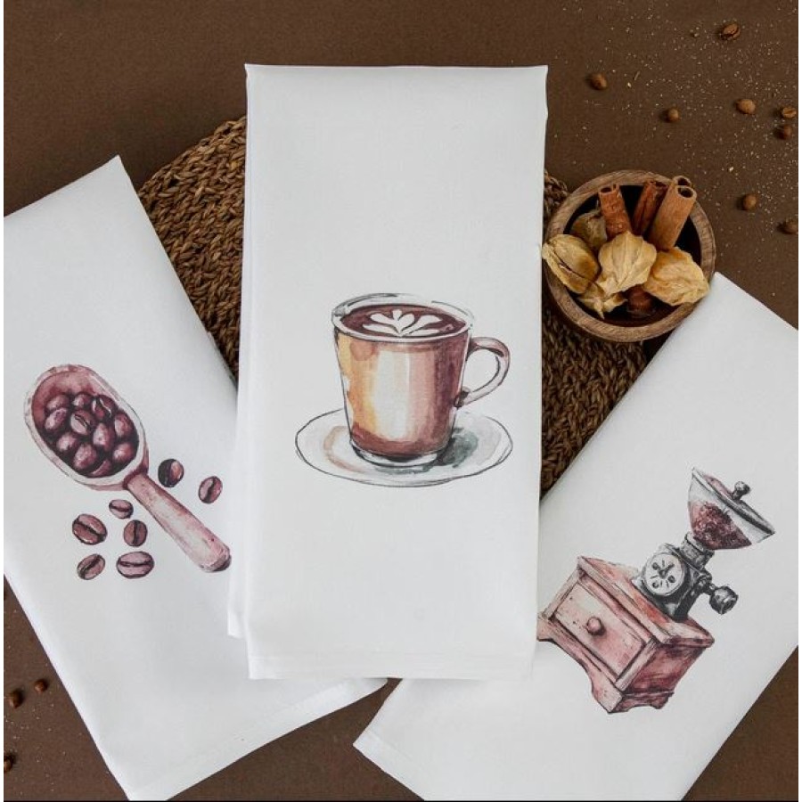 Σετ 3 τεμ Ποτηρόπανο Κουζίνας (50x70) Polycotton Borea Coffee Λευκό
