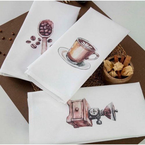 Σετ 3 τεμ Ποτηρόπανο Κουζίνας (50x70) Polycotton Borea Coffee Λευκό