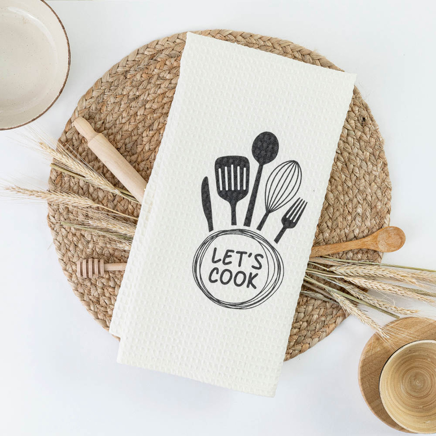 Ποτηρόπανο Κουζίνας (50x70) Βαμβακερό Βάφλα Borea Let's Cook Εκρού