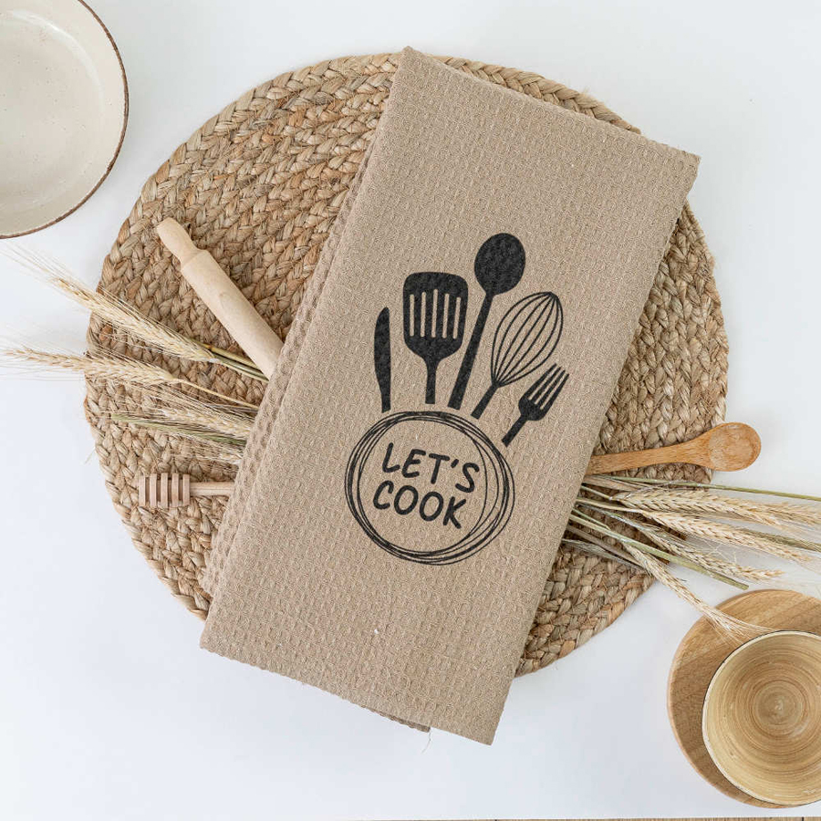 Ποτηρόπανο Κουζίνας (50x70) Βαμβακερό Βάφλα Borea Let's Cook Μπεζ