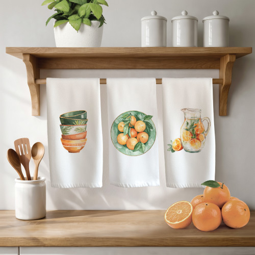 Σετ Ποτηρόπανα Κουζίνας 3 τεμαχίων (50x70) Polycotton Borea Oranges