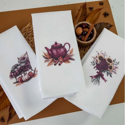 Σετ 3 τεμ Ποτηρόπανο Κουζίνας (50x70) Polycotton Borea Sunflower Λευκό