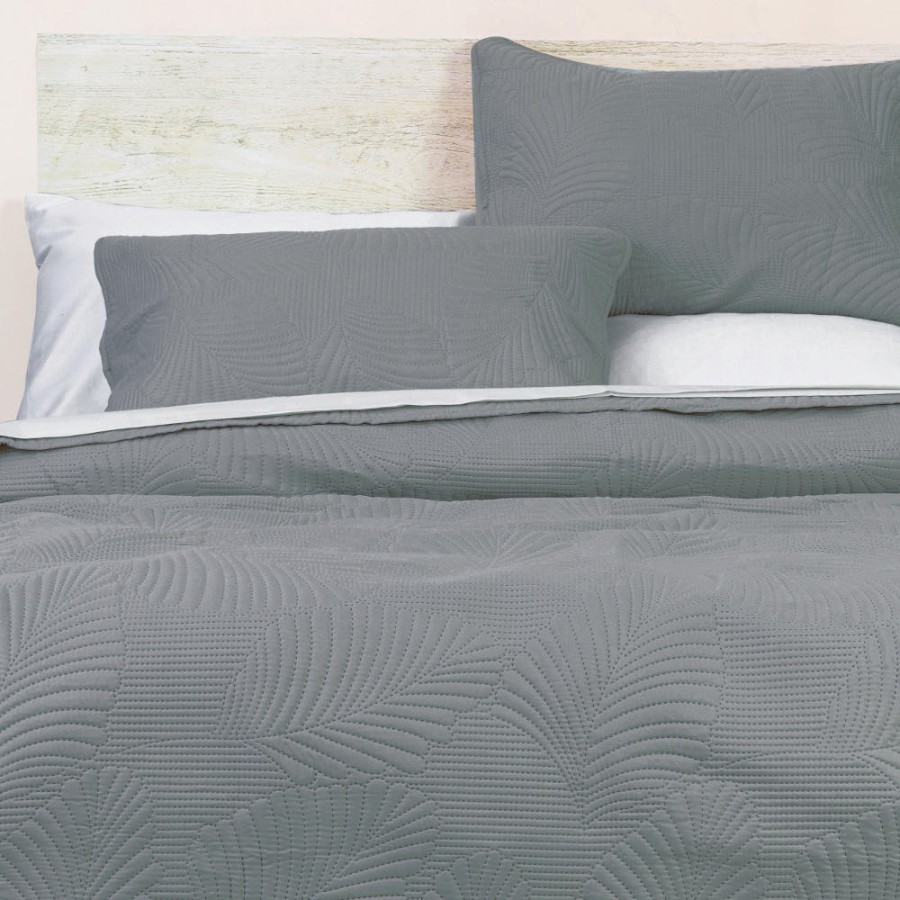 Σετ Κουβερλί Υπέρδιπλο (220x240) με μαξιλαροθήκες Borea Tropical Γκρι