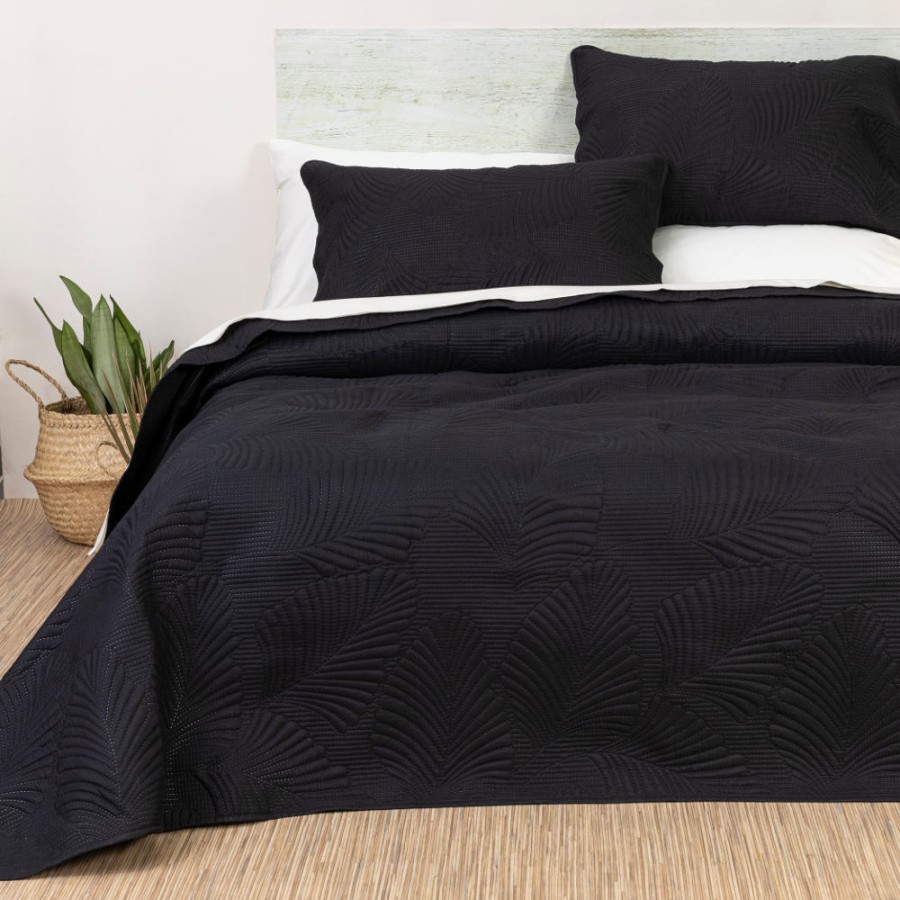 Σετ Κουβερλί Υπέρδιπλο (220x240) με μαξιλαροθήκες Borea Tropical Μαύρο