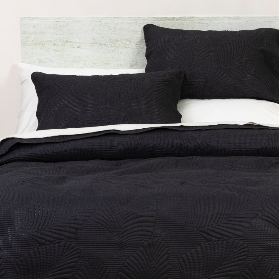 Σετ Κουβερλί Υπέρδιπλο (220x240) με μαξιλαροθήκες Borea Tropical Μαύρο