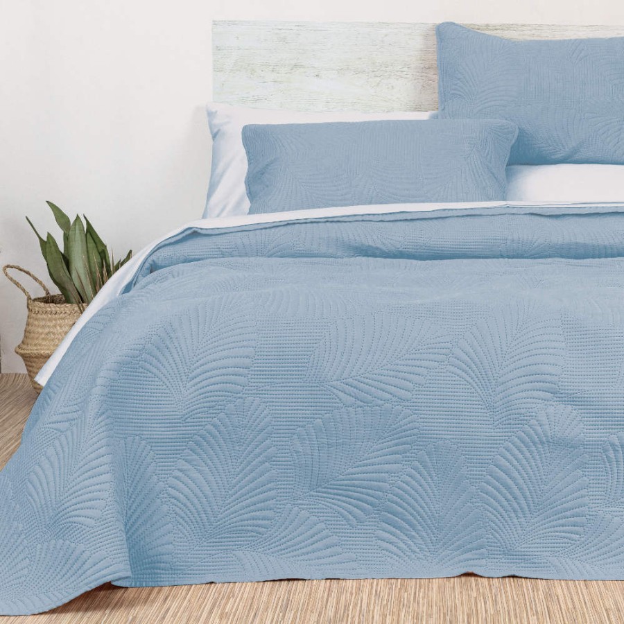 Σετ Κουβερλί Υπέρδιπλο (220x240) με μαξιλαροθήκες Borea Tropical Σιέλ