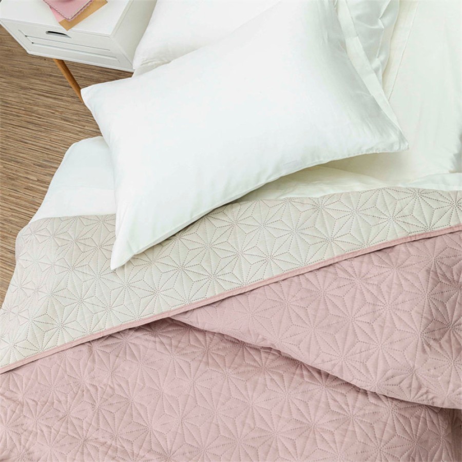 Κουβερλί Υπέρδιπλο (220x240) Διπλής Όψεως Borea Stellar ροζέ-εκρού