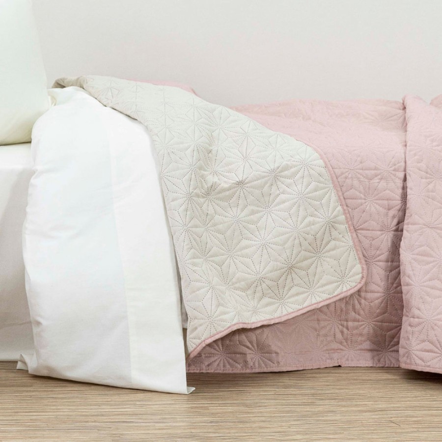 Κουβερλί Υπέρδιπλο (220x240) Διπλής Όψεως Borea Stellar ροζέ-εκρού