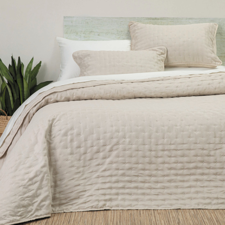 Σετ Κουβερλί Υπέρδιπλο (220x240) με μαξιλαροθήκες Borea Croiset Εκρού