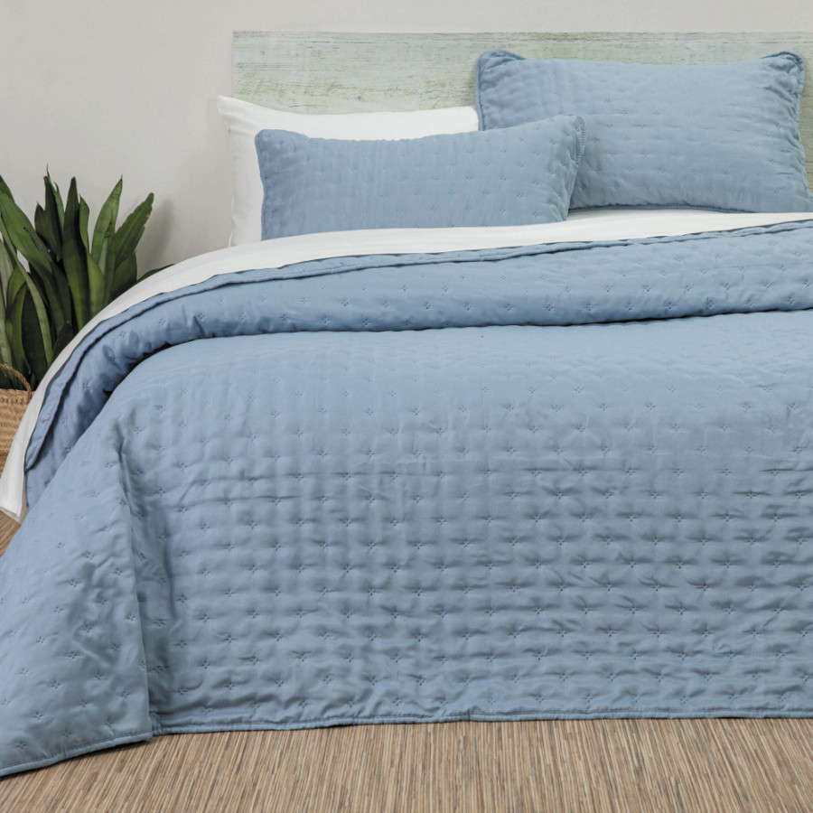 Σετ Κουβερλί Υπέρδιπλο (220x240) με μαξιλαροθήκες Borea Croiset Σιέλ