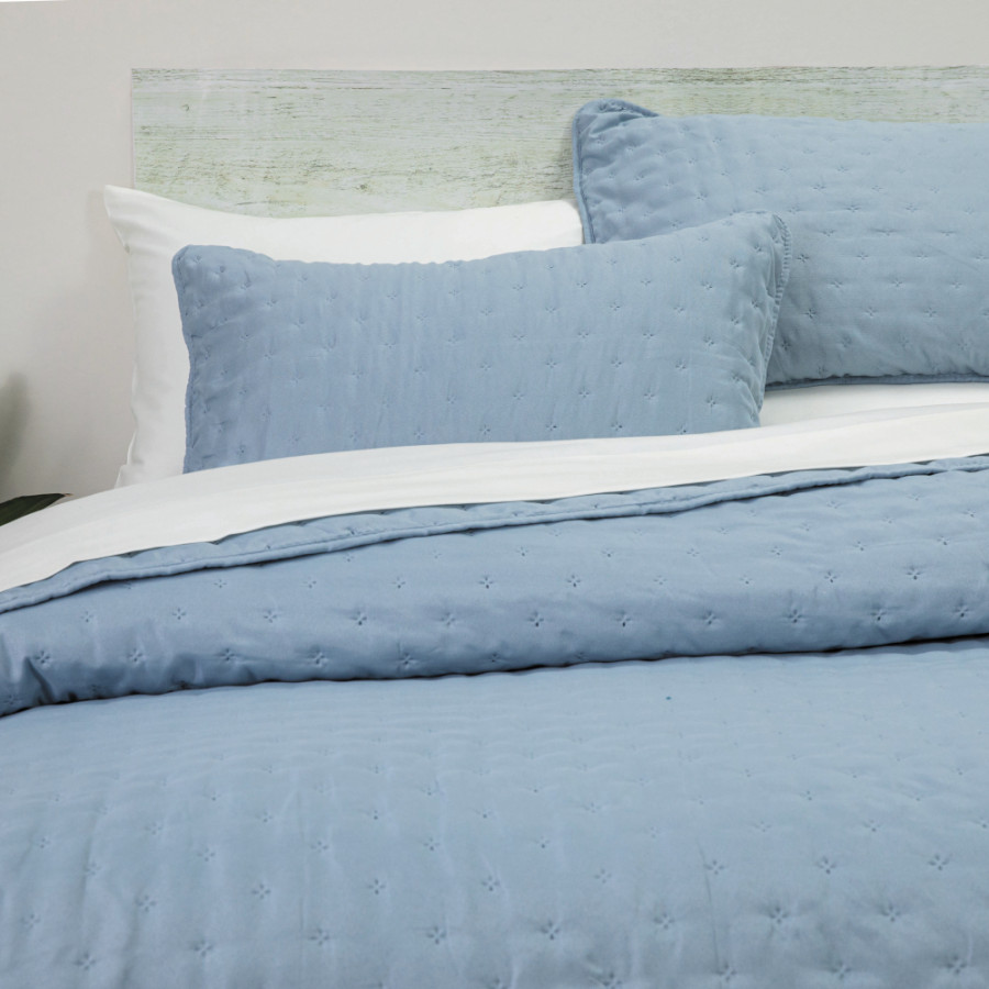 Σετ Κουβερλί Υπέρδιπλο (220x240) με μαξιλαροθήκες Borea Croiset Σιέλ