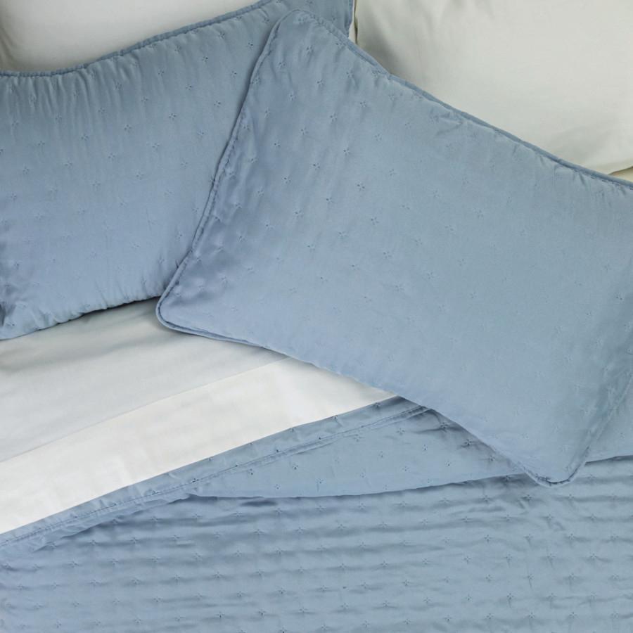 Σετ Κουβερλί Υπέρδιπλο (220x240) με μαξιλαροθήκες Borea Croiset Σιέλ