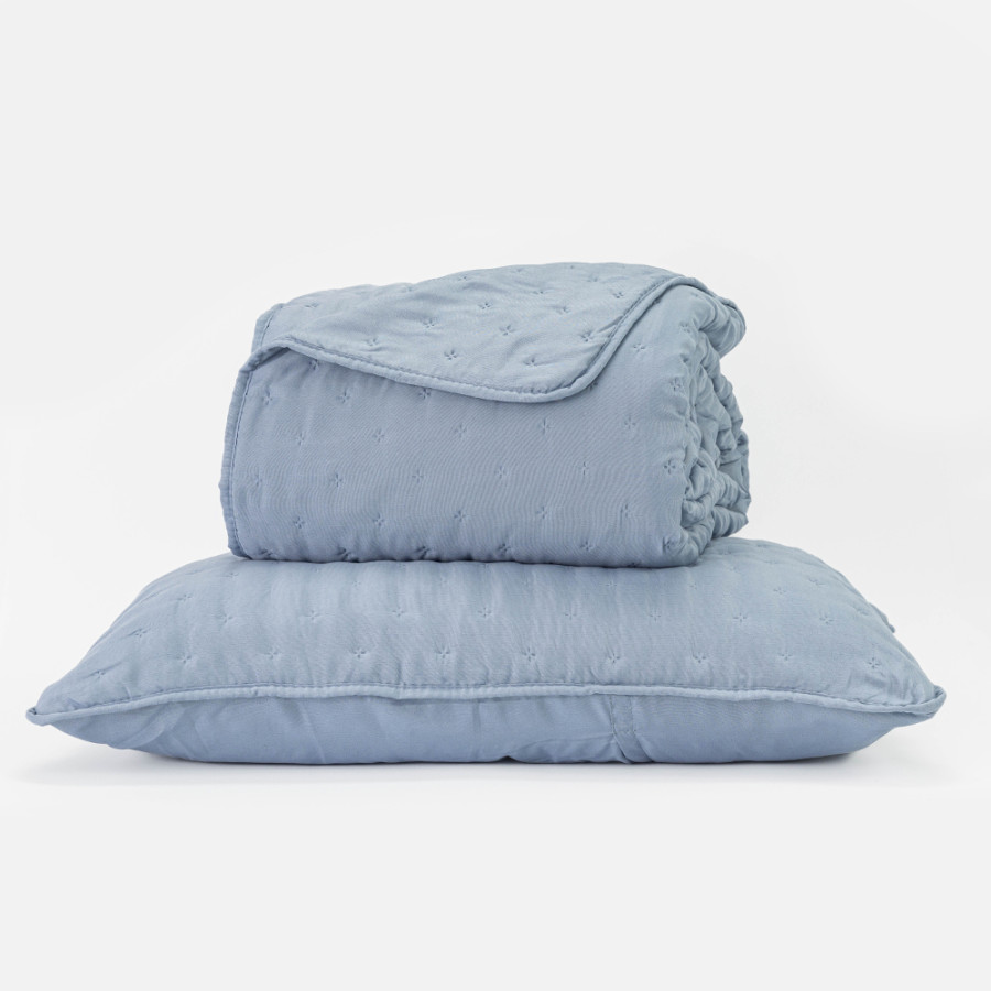 Σετ Κουβερλί Υπέρδιπλο (220x240) με μαξιλαροθήκες Borea Croiset Σιέλ