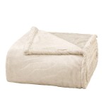 Κουβέρτα Μονή (160x240) Βελουτέ, με ανάγλυφο σχέδιο Borea Jungle Εκρού