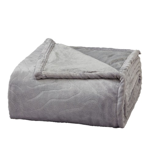 Κουβέρτα Υπέρδιπλη (220x240) Βελουτέ, με ανάγλυφο σχέδιο Borea Jungle Γκρι