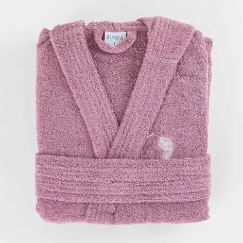 Μπουρνούζι Ενηλίκων (Small) Βαμβακερό με Κουκούλα Borea Logo Μωβ