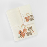 Σετ Πετσέτες 2 τεμαχίων Παιδικές (Χειρός | Λουτρού) Borea Woodland Εκρού