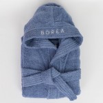 Μπουρνούζι Παιδικό - Εφηβικό με Κουκούλα (No 11-12) Borea Teenager Μπλε