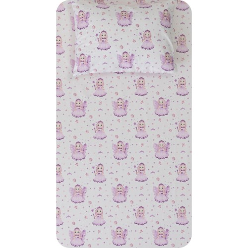 Σεντόνι Μονό Παιδικό (160x240) με Μαξιλαροθήκη Βαμβακερό Borea Νεράιδα Λιλά