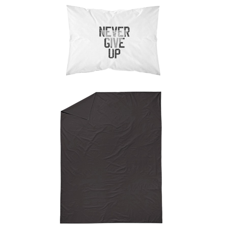 Σεντόνι Μονό (160x240) με Μαξιλαροθήκη Βαμβακερό Borea Never Give Up μαύρο