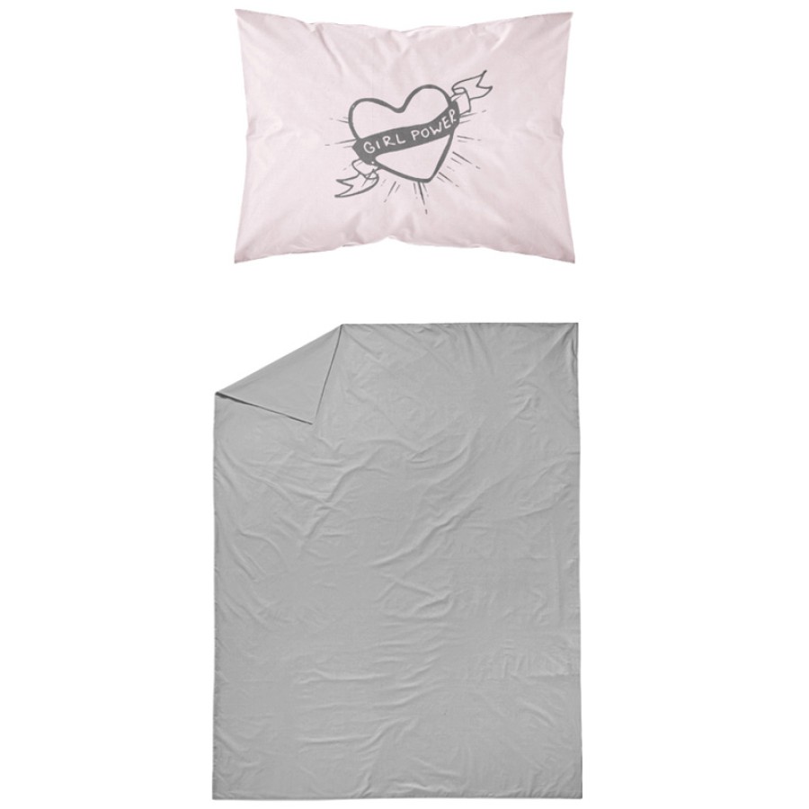 Σεντόνι Μονό (160x240) με Μαξιλαροθήκη Βαμβακερό Borea Girl Power γκρι