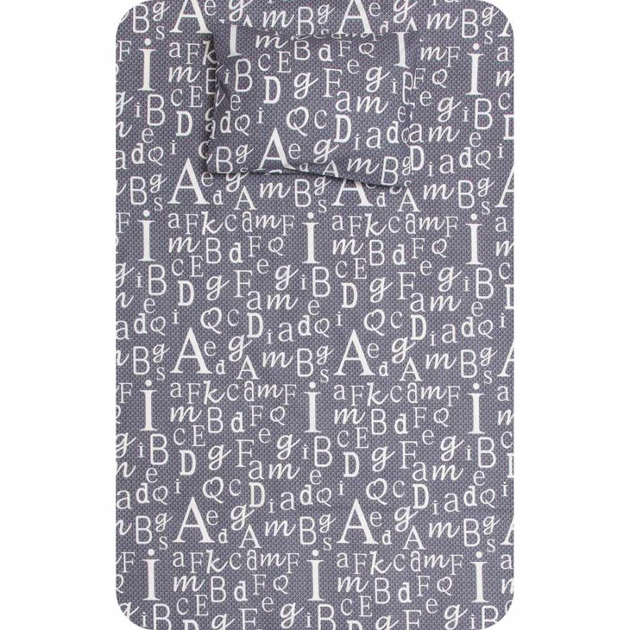 Σεντόνι Μονό (160x240) με Μαξιλαροθήκη Βαμβακερό Borea Γράμματα Γκρι