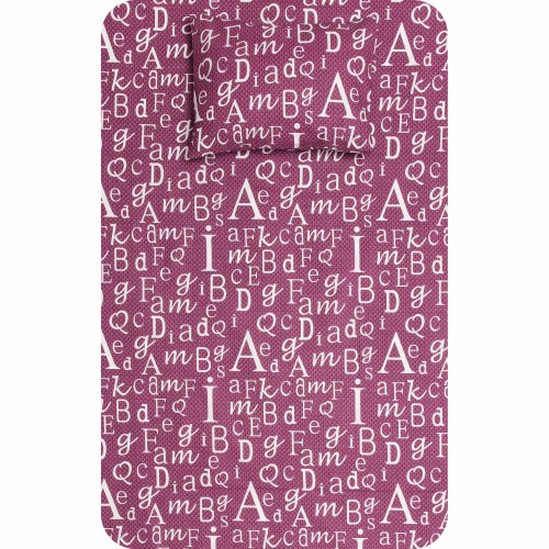 Σεντόνι Μονό (160x240) με Μαξιλαροθήκη Βαμβακερό Borea Γράμματα Μπορντώ