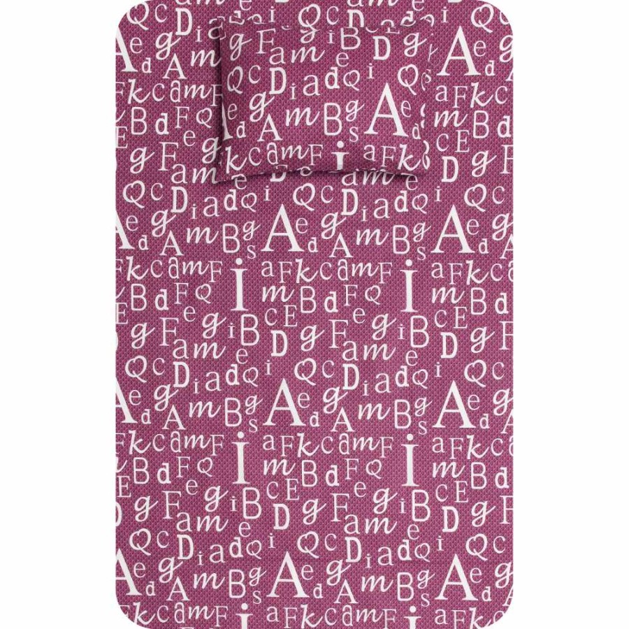 Σεντόνι Μονό (160x240) με Μαξιλαροθήκη Βαμβακερό Borea Γράμματα Μπορντώ