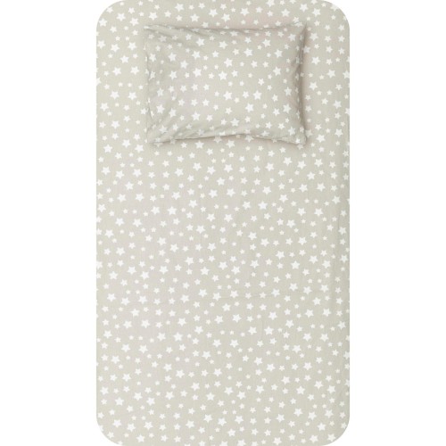 Σεντόνι Μονό (160x240) με Μαξιλαροθήκη Βαμβακερό Borea Stars γκρι