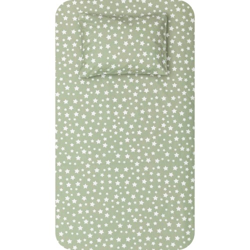 Σεντόνι Μονό (160x240) με Μαξιλαροθήκη Βαμβακερό Borea Stars λαδί