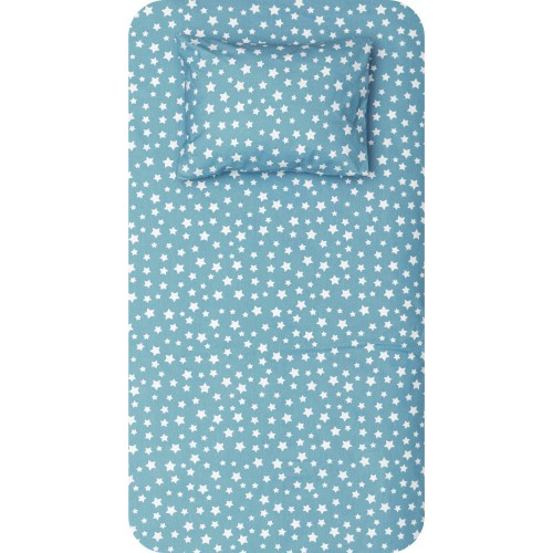 Σεντόνι Μονό (160x240) με Μαξιλαροθήκη Βαμβακερό Borea Stars μπλε