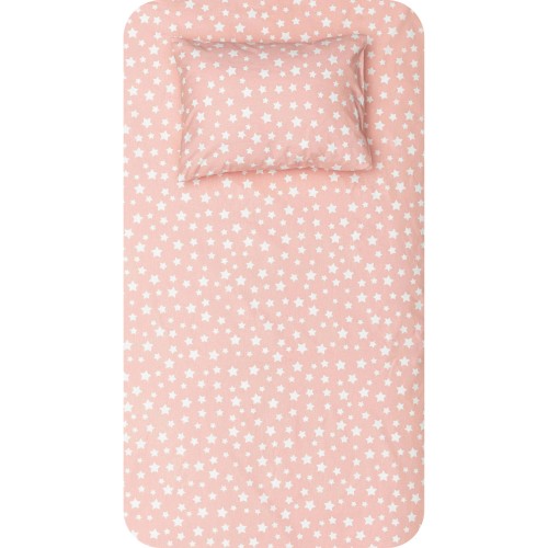 Σεντόνι Μονό (160x240) με Μαξιλαροθήκη Βαμβακερό Borea Stars ροζέ