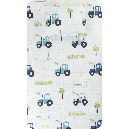 Σεντόνι Μονό Παιδικό (160x240) με Μαξιλαροθήκη Βαμβακερό Borea Trucky