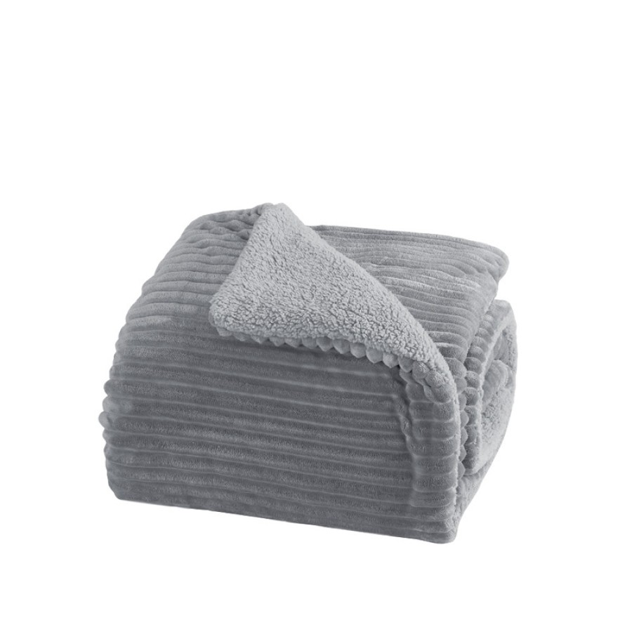 Κουβερτοπάπλωμα Υπέρδιπλο (220x240) Ζακάρ Flannel Borea Adeline Γκρι