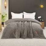 Κουβερτοπάπλωμα Υπέρδιπλο (220x240) Ζακάρ Flannel Borea Adeline Μπεζ