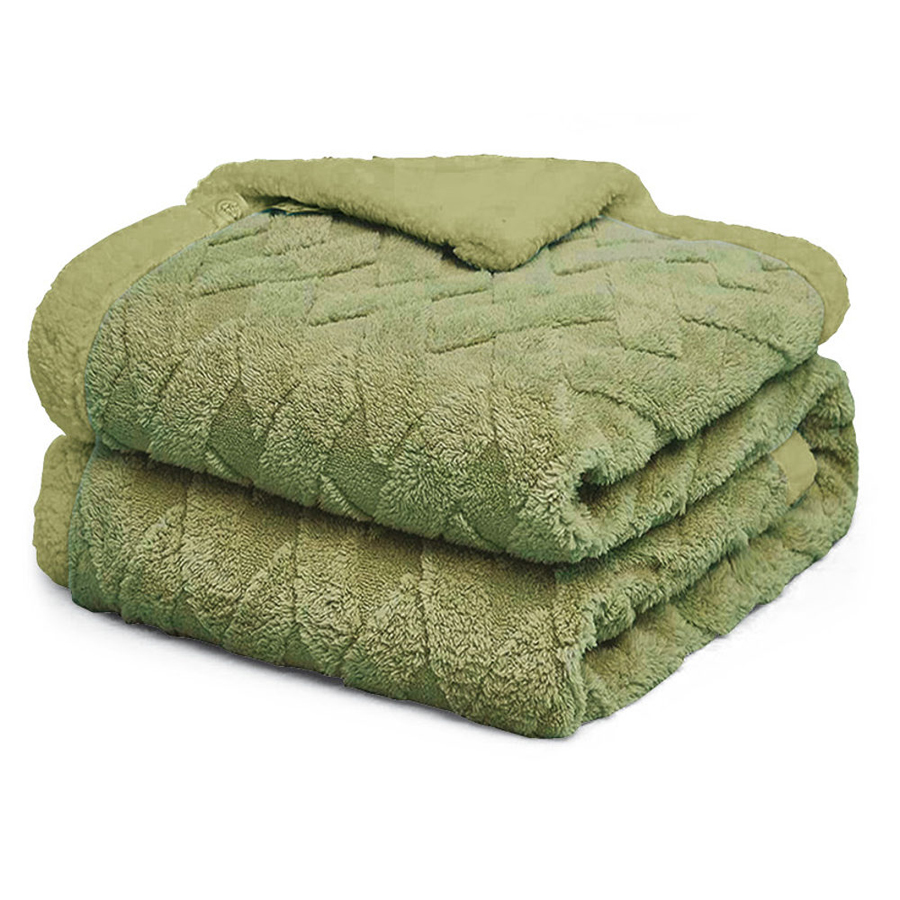 Κουβερτοπάπλωμα Υπέρδιπλο (220x240) Flannel Προβατάκι με ανάγλυφο σχέδιο Borea Callista Λαδί