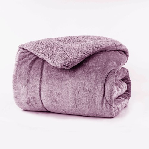 Κουβερτοπάπλωμα Μονό (160x220) Borea Flannel Sherpa Cozy Λιλά