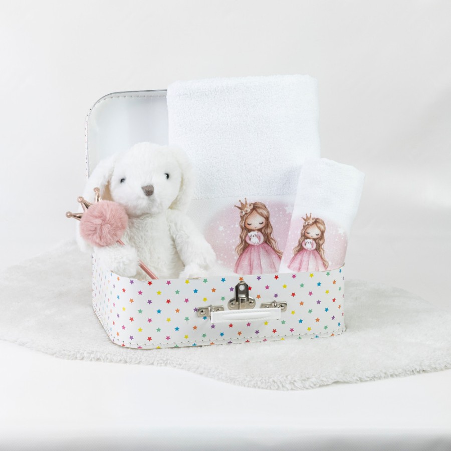 Σετ Πετσέτες 2 τεμαχίων Παιδικές (Χειρός | Λουτρού) Borea Little Queen Λευκό