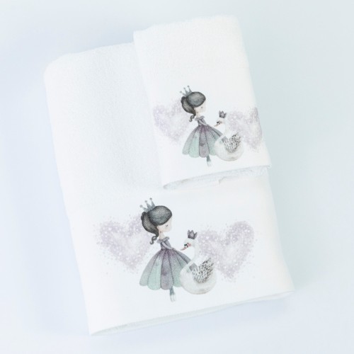 Σετ Πετσέτες 2 τεμαχίων Παιδικές (Χειρός | Λουτρού) Borea Odette λευκό