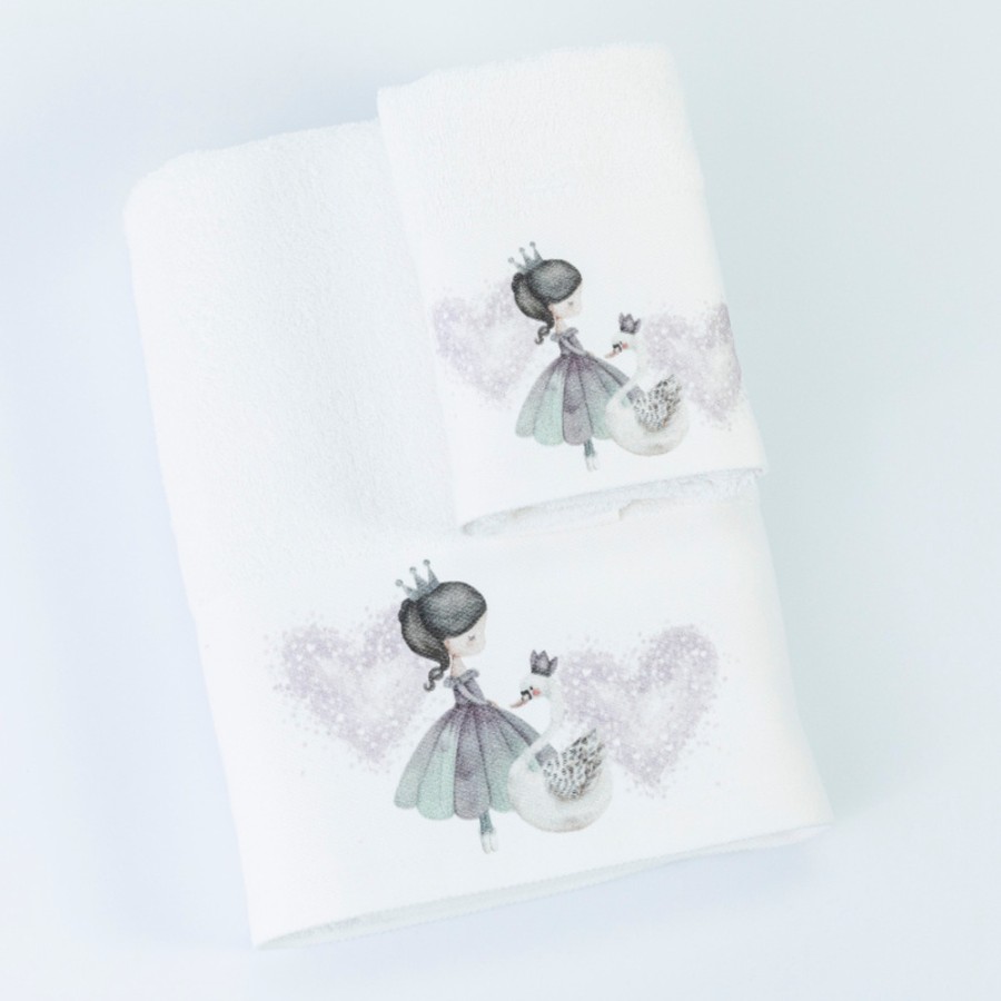 Σετ Πετσέτες 2 τεμαχίων Παιδικές (Χειρός | Λουτρού) Borea Odette λευκό